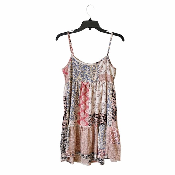 Altar’d State Out To Brunch Dress Women's Size XS Boho Patchwork Spaghetti Strap - Picture 4 of 10